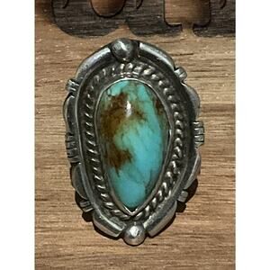 Vintage DC Sterling Silver Kingman Turquoise Ring Southwestern Navajo Sz 9 - 14g